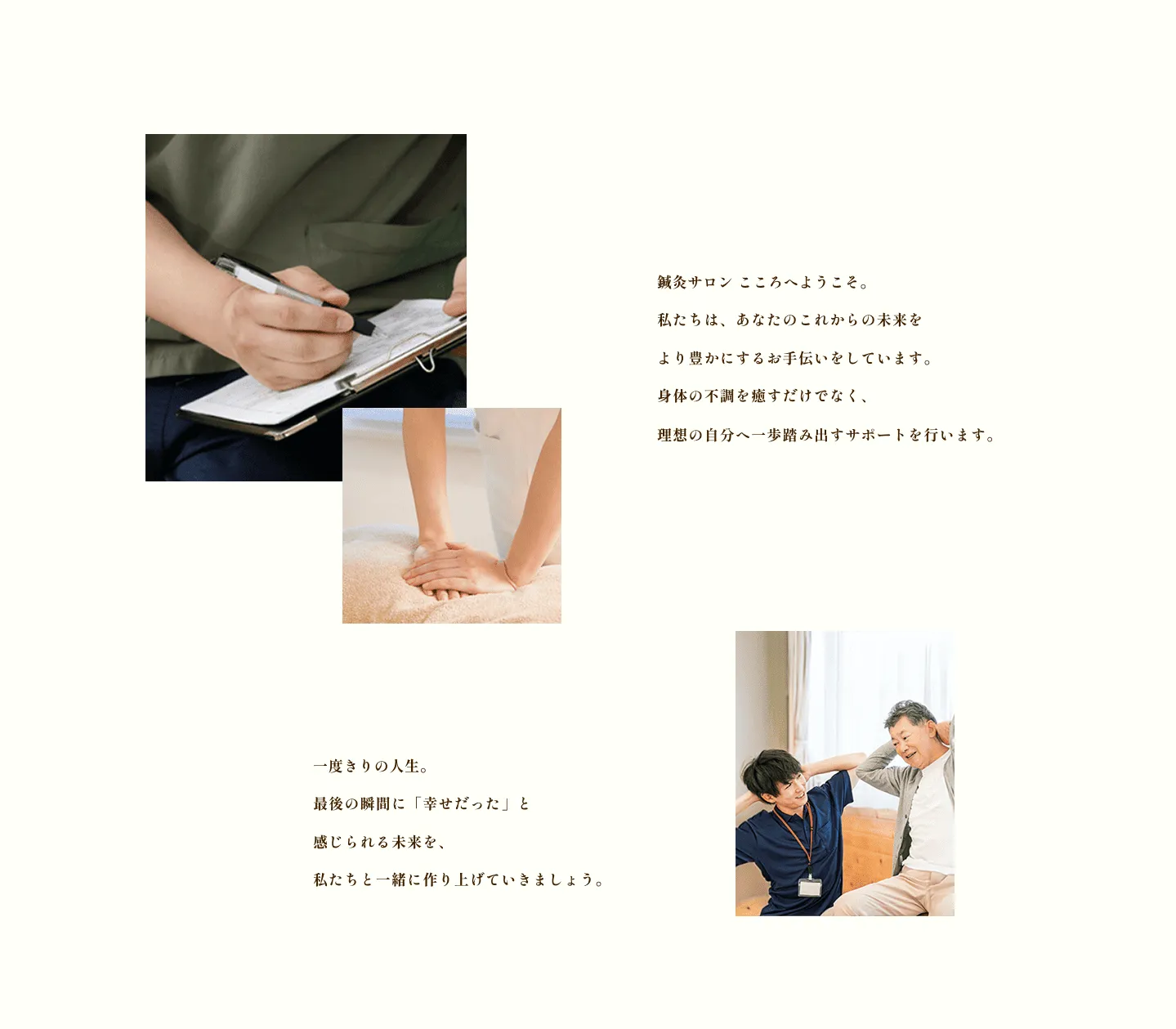 鍼灸サロン　こころ様（TOPページ コンセプト）  PC画像